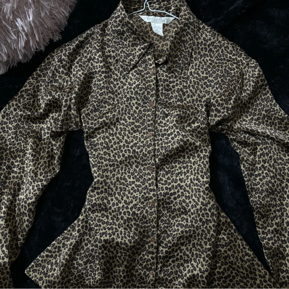 Leopard Print Button-Up Blouse - Picture 1 of 4